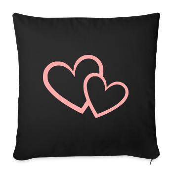 Valentines Pink Heart, Valentine's Day - Sofa pillowcase 17,3'' x 17,3'' (45 x 45 cm) - black - Front