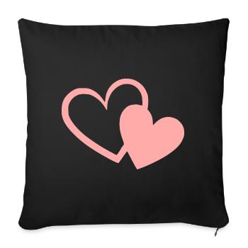 Valentines Pink Heart, Valentine's Day - Sofa pillowcase 17,3'' x 17,3'' (45 x 45 cm) - black - Front
