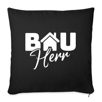 Hausheld Logo mit HausIcon und Hero - Sofakissenbezug 45 x 45 cm - Schwarz - Vorne