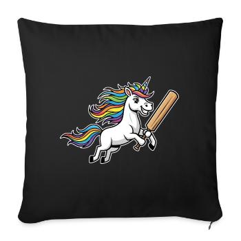 Unicorn cricket with colorful rainbow mane - Sofa pillowcase 17,3'' x 17,3'' (45 x 45 cm) - black - Front