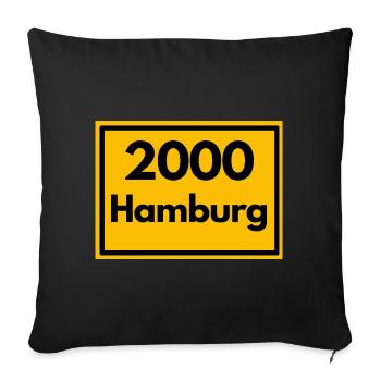 OLD POSTCODE POSTCODE RETRO 2000 HAMBURG - HAFEN - Sofa pillowcase 17,3'' x 17,3'' (45 x 45 cm) - black - Front