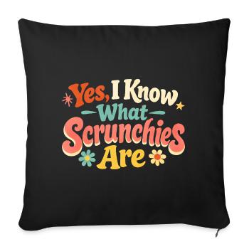 Ja, ich kenne Scrunchies | Girl Dad - Housse de coussin décorative 45 x 45 cm - noir - Devant