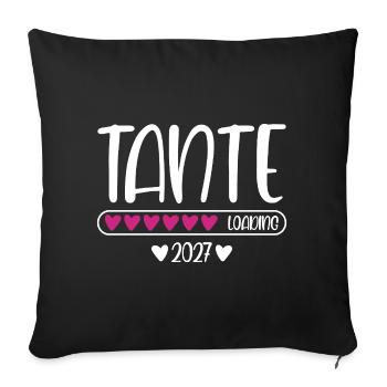 Tante 2027 chargement avec barre de chargement cœur - Housse de coussin décorative 45 x 45 cm - noir - Devant