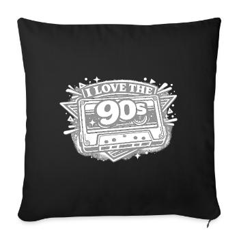 J’adore la cassette des années 90 - Housse de coussin décorative 45 x 45 cm - noir - Devant