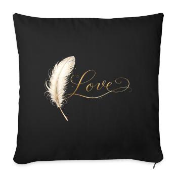 Love Lettering with Feather Elegant Design - Sofa pillowcase 17,3'' x 17,3'' (45 x 45 cm) - black - Front