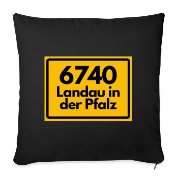 ALTE POSTLEITZAHL PLZ 6740 LANDAU IN DER PFALZ - Sofakissenbezug 45 x 45 cm - Schwarz - Vorne