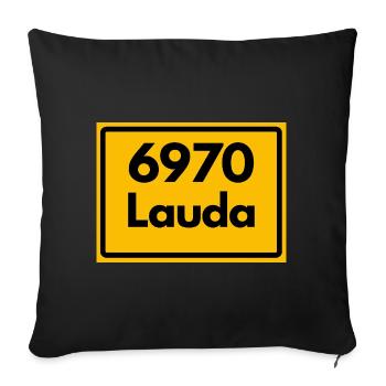 ANCIEN CODE POSTAL RETRO 6970 LAUDA HEIMATSTOLZ - Housse de coussin décorative 45 x 45 cm - noir - Devant