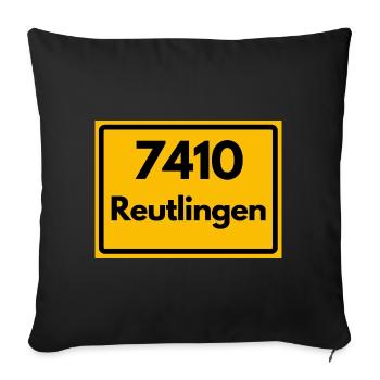ALTE POSTLEITZAHL PLZ 7410 REUTLINGEN HEIMATSTOLZ  - Sofakissenbezug 45 x 45 cm - Schwarz - Vorne