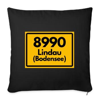 ALTE POSTLEITZAHL PLZ RETRO 8990 LINDAU BODENSEE - Sofakissenbezug 45 x 45 cm - Schwarz - Vorne