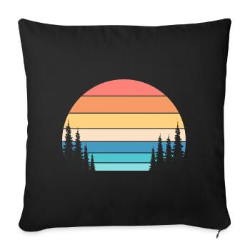 Retro Sunset and Pine Forest - Sofa pillowcase 17,3'' x 17,3'' (45 x 45 cm) - black - Front
