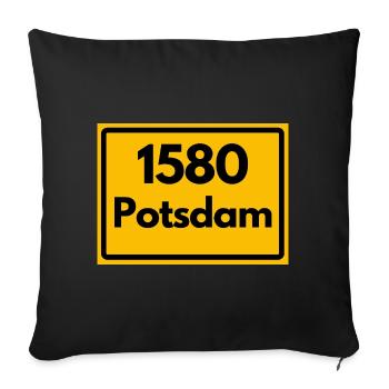 OLD POSTCODE POSTCODE RETRO 1580 POTSDAM HEIMAT - Sofa pillowcase 17,3'' x 17,3'' (45 x 45 cm) - black - Front