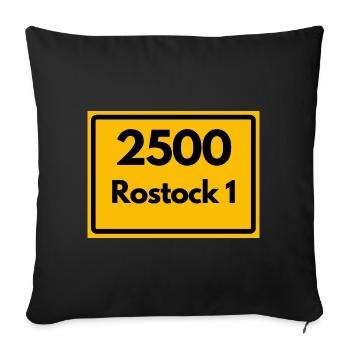 OLD POSTCODE POSTCODE RETRO 2500 ROSTOCK 1 HEIMAT - Sofa pillowcase 17,3'' x 17,3'' (45 x 45 cm) - black - Front