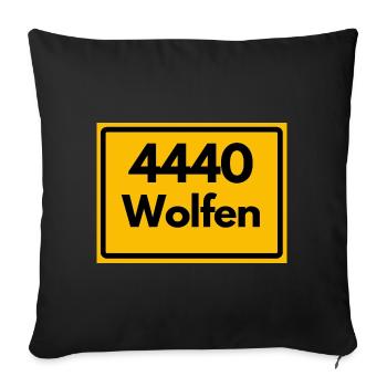 ALTE POSTLEITZAHL PLZ 4440 WOLFEN HEIMATSTOLZ - Sofakissenbezug 45 x 45 cm - Schwarz - Vorne