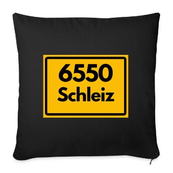 Alte Postleitzahl 6550 Schleiz, Thüringen, PLZ - Sofakissenbezug 45 x 45 cm - Schwarz - Vorne