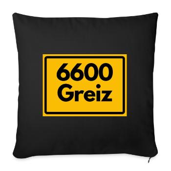Alte Postleitzahl 6600 Greiz, Thüringen, PLZ - Sofakissenbezug 45 x 45 cm - Schwarz - Vorne
