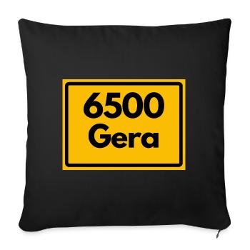 Alte Postleitzahl 6500 Gera, Thüringen, PLZ - Sofakissenbezug 45 x 45 cm - Schwarz - Vorne
