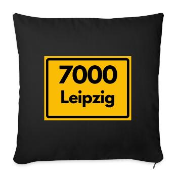 7000 LEIPZIG HEIMATSTOLZ ORIGINAL KULT PUR SACHSEN - Sofakissenbezug 45 x 45 cm - Schwarz - Vorne