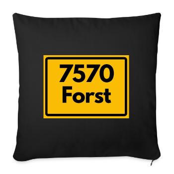 ALTE POSTLEITZAHL PLZ RETRO 7570 FORST - Sofakissenbezug 45 x 45 cm - Schwarz - Vorne