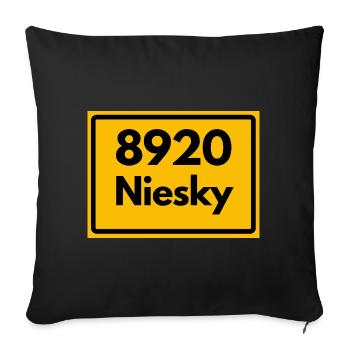 8920 02906 NIESKY SACHSEN 8920  ALTE POSTLEITZAHL  - Sofakissenbezug 45 x 45 cm - Schwarz - Vorne