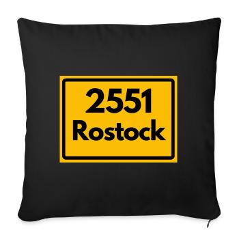 ALTE POSTLEITZAHL 2551 PLZ 18055 ROSTOCK MECKPOMM - Sofakissenbezug 45 x 45 cm - Schwarz - Vorne
