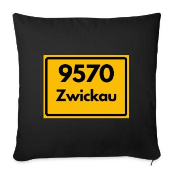 ALTE POSTLEITZAHL 9570 PLZ 08056 ZWICKAU SACHSEN - Sofakissenbezug 45 x 45 cm - Schwarz - Vorne
