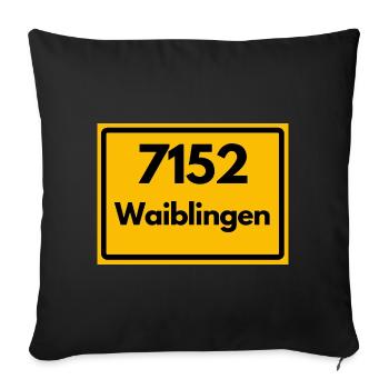 ALTE POSTLEITZAHL 7152 PLZ 71332 WAIBLINGEN BAWÜ - Sofakissenbezug 45 x 45 cm - Schwarz - Vorne