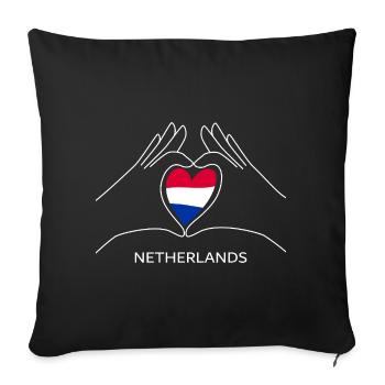 Netherlands Heart with NL Flag Holland Fan - Sofa pillowcase 17,3'' x 17,3'' (45 x 45 cm) - black - Front
