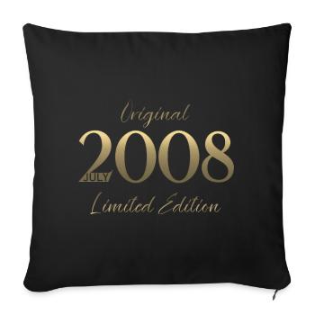 Cadeau d’anniversaire 18 Millésime Juillet 2008 - Housse de coussin décorative 45 x 45 cm - noir - Devant