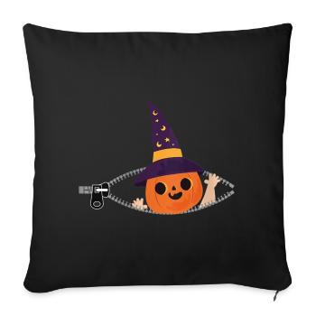 Citrouille Sorcière Nuit Étoilée - Housse de coussin décorative 45 x 45 cm - noir - Devant