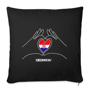 Croatia Herz mit Kroatischer Flagge Kroatien Fan - Sofakissenbezug 45 x 45 cm - Schwarz - Vorne