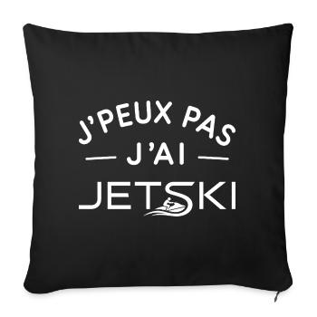 Jet Ski Humour Cadeau Glisse Nautique - Housse de coussin décorative 45 x 45 cm - noir - Devant