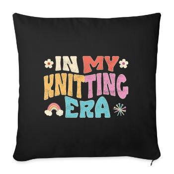 À l’époque du tricot - Housse de coussin décorative 45 x 45 cm - noir - Devant