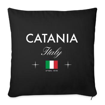 Souvenir de voyage des coordonnées de Catane Sicile - Housse de coussin décorative 45 x 45 cm - noir - Devant