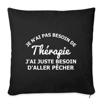 Pêcher est ma thérapie - Housse de coussin décorative 45 x 45 cm - noir - Devant
