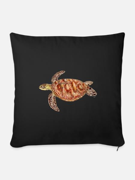 Grüne Schildkröte - Grüne Schildkröte - Chelonia mydas - Sofakissenbezug 45 x 45 cm - Schwarz