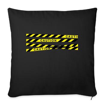 caution_f2 - Sofa pillowcase 17,3'' x 17,3'' (45 x 45 cm) - black - Front