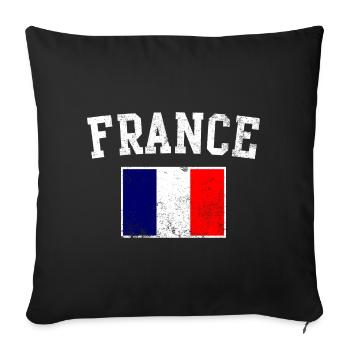 Emblème du drapeau de France tricolore - Housse de coussin décorative 45 x 45 cm - noir - Devant