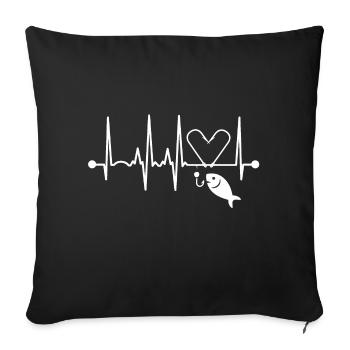 Angler heartbeat fishhook fishing pulse gift - Sofa pillowcase 17,3'' x 17,3'' (45 x 45 cm) - black - Front