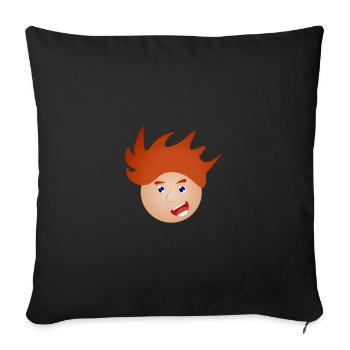 Personnage de dessin animé rousse et désaquiné - Housse de coussin décorative 45 x 45 cm - noir - Devant