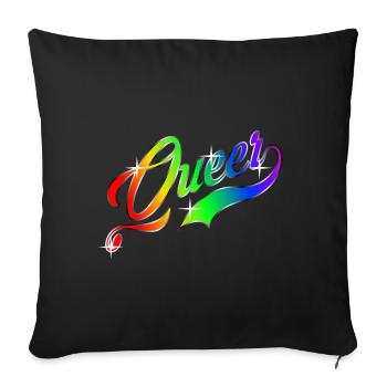 Queer LGBT Rainbow Gay Pride CSD - Sofa pillowcase 17,3'' x 17,3'' (45 x 45 cm) - black - Front