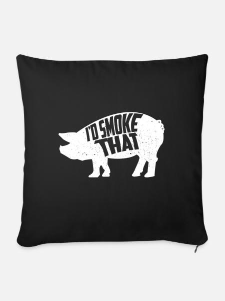 Schweinefleisch Metzger grillen - Sofakissenbezug 45 x 45 cm - Schwarz