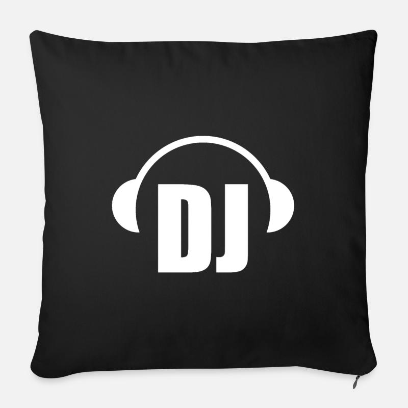 Casque DJ - Housse de coussin décorative 45 x 45 cm - noir