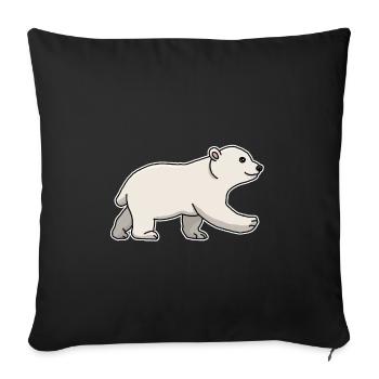 Eisbär, Baby, junges, süß, Tier, Zeichnung - Sofakissenbezug 45 x 45 cm - Schwarz - Vorne