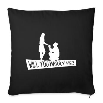 Tu veux m’épouser T-shirt - Housse de coussin décorative 45 x 45 cm - noir - Devant