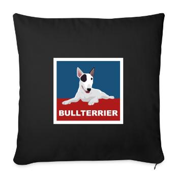 Bull Terrier, dog, drawing, fighting dog - Sofa pillowcase 17,3'' x 17,3'' (45 x 45 cm) - black - Front