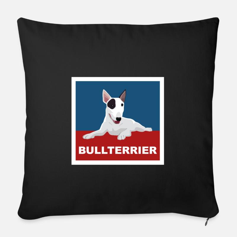 Bullterrier, Hund, Zeichnung, Kampfhund - Sofakissenbezug 45 x 45 cm - Schwarz
