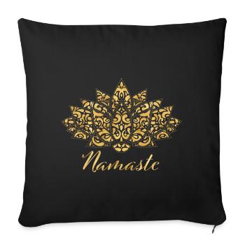 Yoga de méditation spirituelle d'or Lotus Namaste - Housse de coussin décorative 45 x 45 cm - noir - Devant