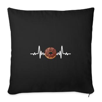 Heartbeat, Donut, Pastry, Food, Comic, Yummy - Sofa pillowcase 17,3'' x 17,3'' (45 x 45 cm) - black - Front