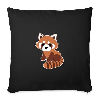 Roter Panda, Tier, Zeichnung, süß, Geschenkidee - Housse de coussin décorative 45 x 45 cm - noir - Devant