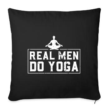 Real men do yoga - Sofa pillowcase 17,3'' x 17,3'' (45 x 45 cm) - black - Front